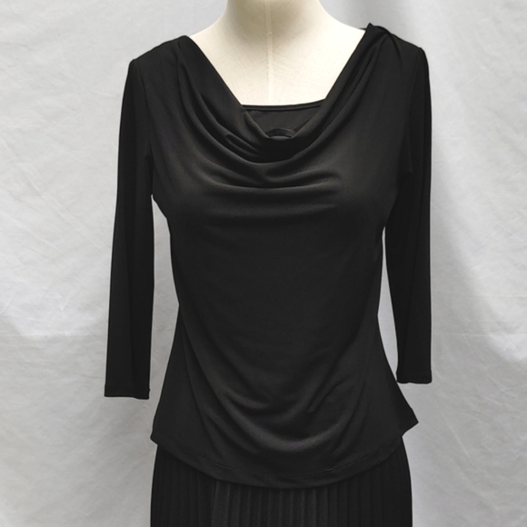 Black top & long pleated skirt set, top S, skirt M, NWT - Picture 3 of 10